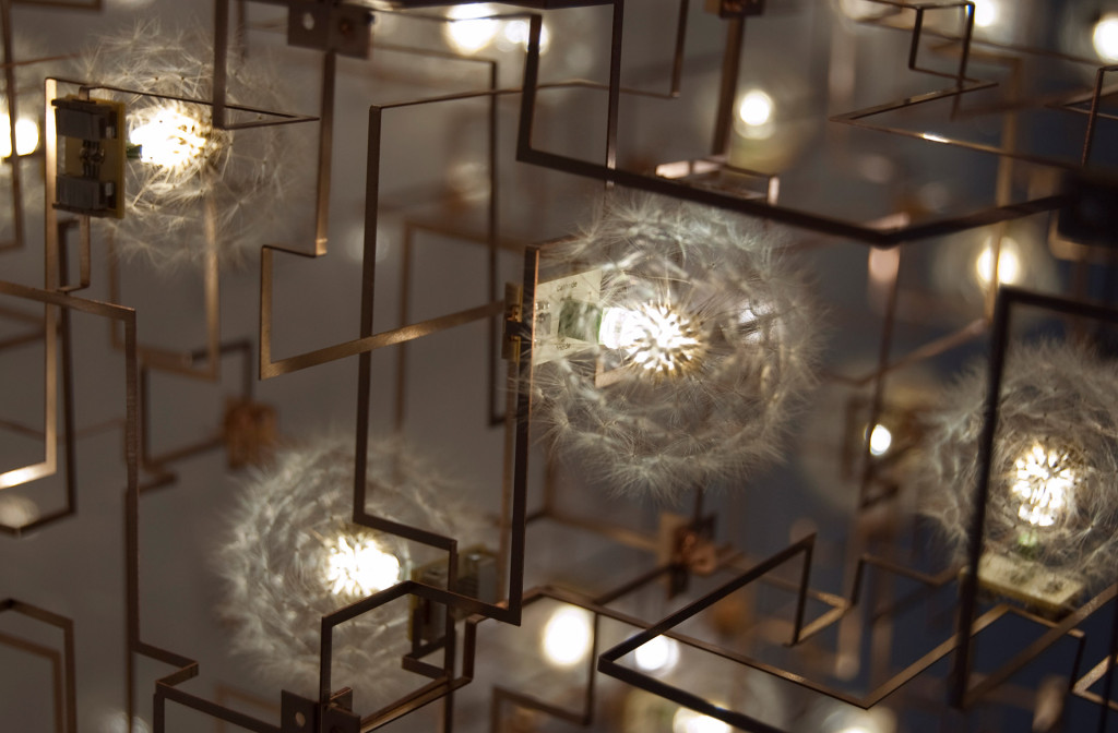 Candelabra <em>Concrete Chandelier</em>. Series <em>Fragile Future II</em>, 2010. Dandelion seeds, bronze, LEDs, concrete. 49.5 x 73.25 x 73.5 cm