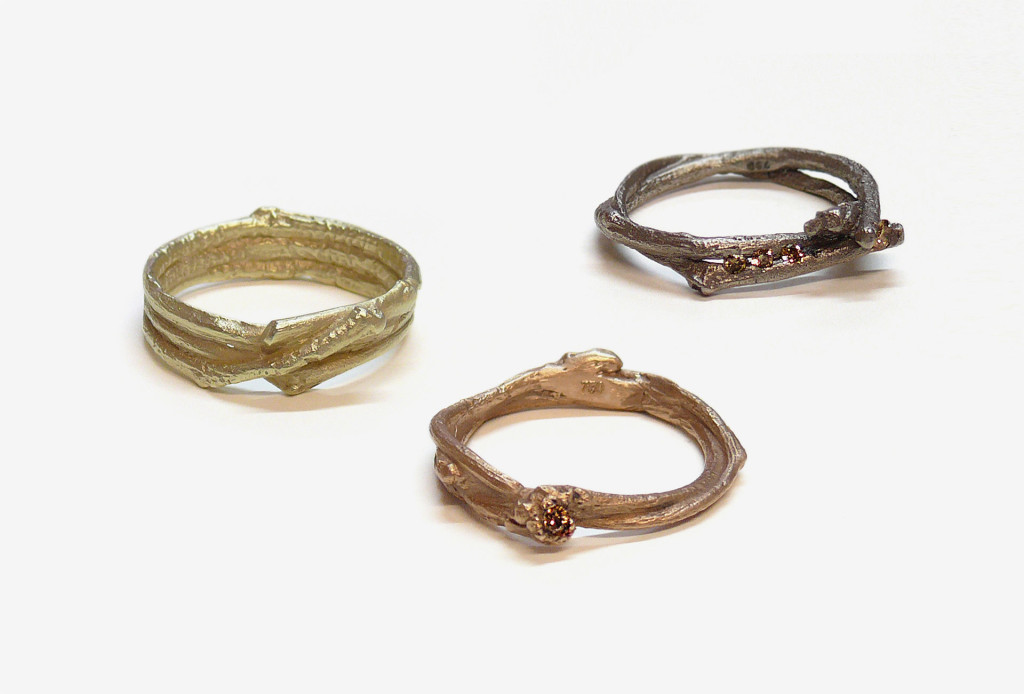 Rings from the <em>Birkenzweige</em> [birch branches] series.