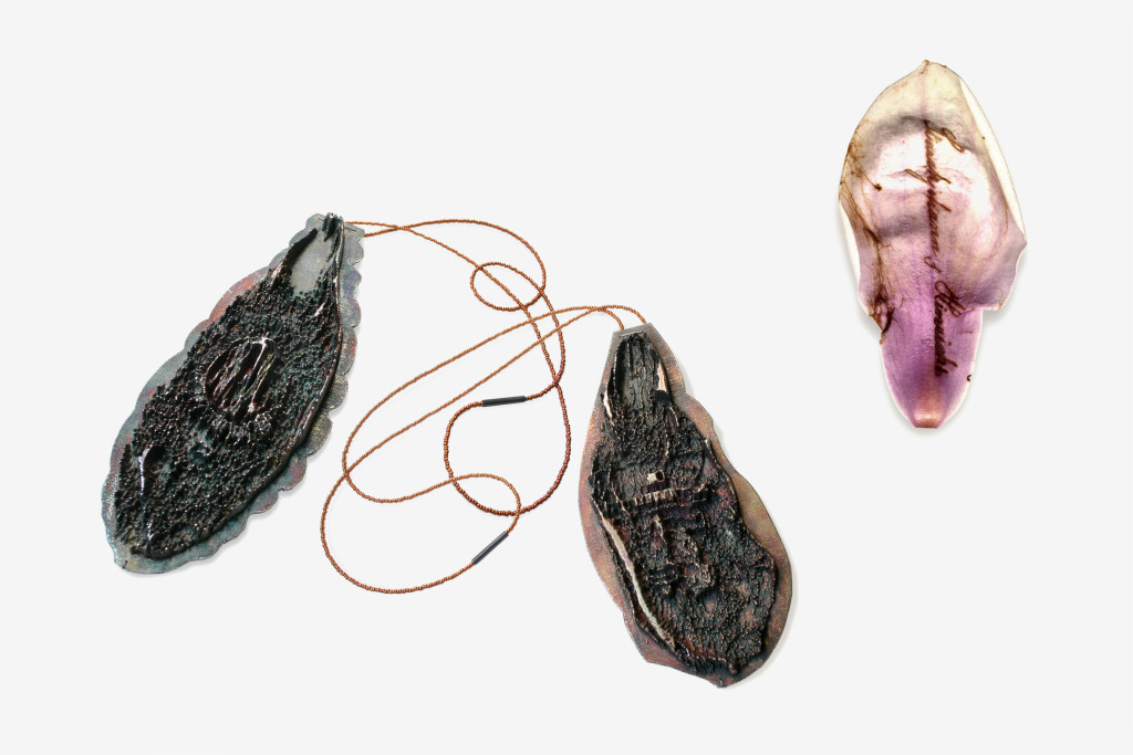 Petal printing and neck jewellery from the <em>Printed Matter</em> series