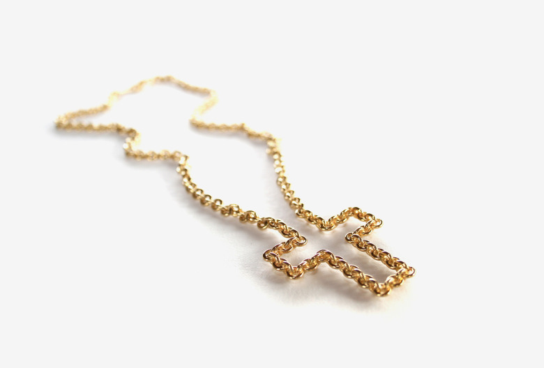 Motivierte-Zeichen-Kreuz,-Gold-750