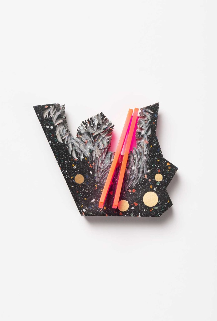 Fritz Maierhofer, brooch, 2006. Corian, acrylic, gold, silver, magnets. Photo MAK/Nathan Murrell.