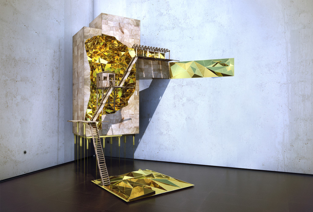 Vigilism, Modell <em>Where there’s gold: mining way station</em>, 2014. © Olalekan Jeyifous