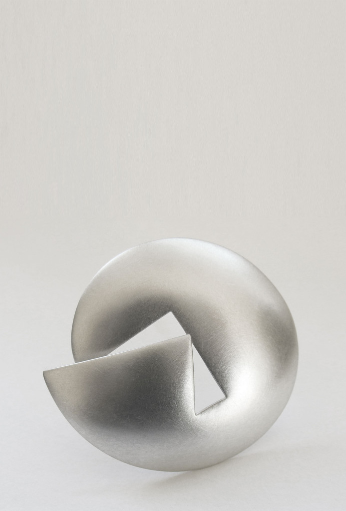 Brooch, silver, embossed and mounted