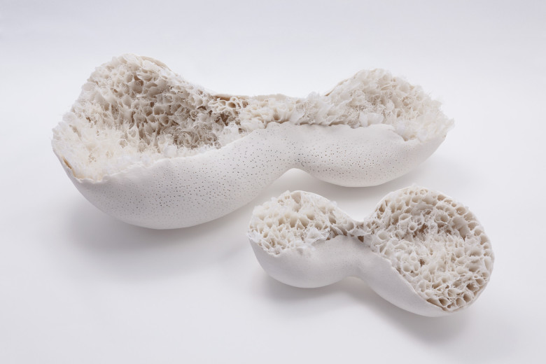 Objects "Radiolarien", porcelain, 40 × 15 × 12 cm & 25 × 8 × 6 cm