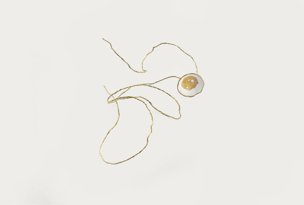 <em>r2</em> earring. Gold, enamel