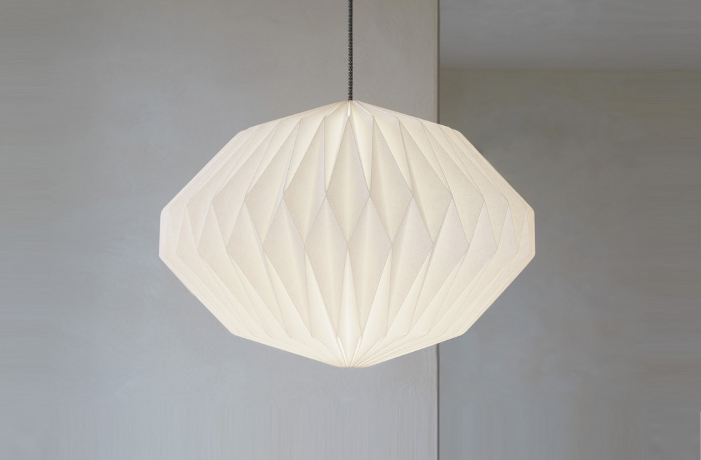 <em>Heaven knows</em> origami lamp shade. Paper