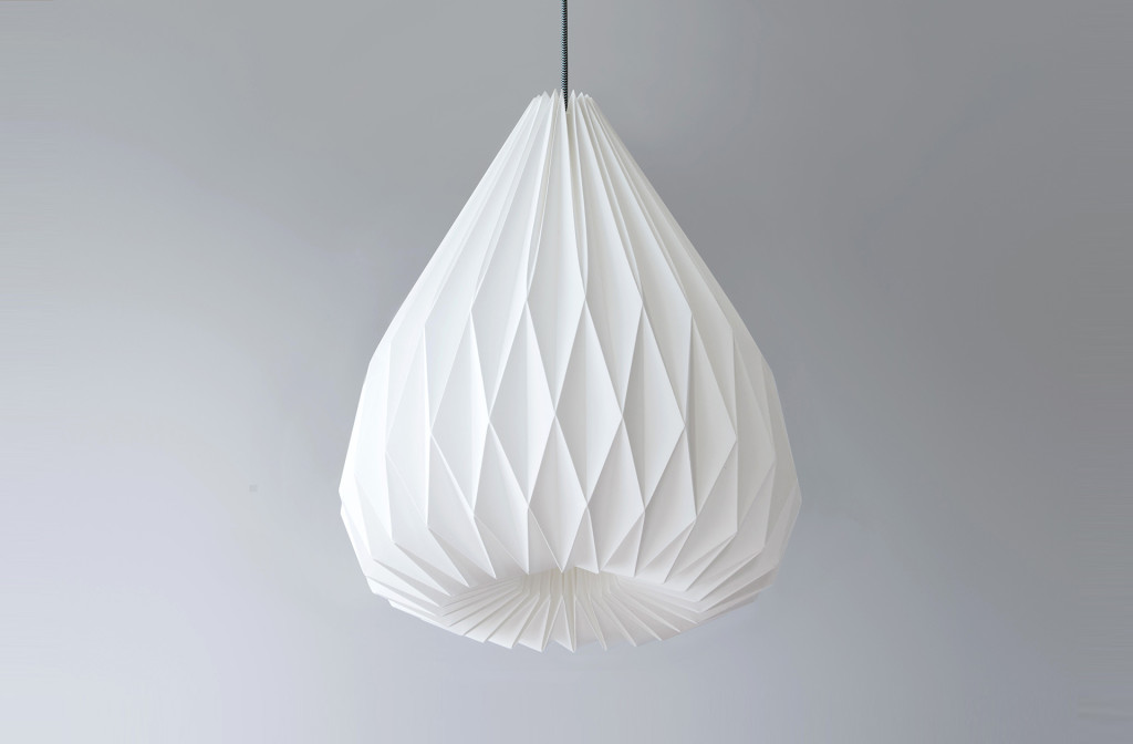 <em>Snowdrop XL</em> origami lamp shade. Paper