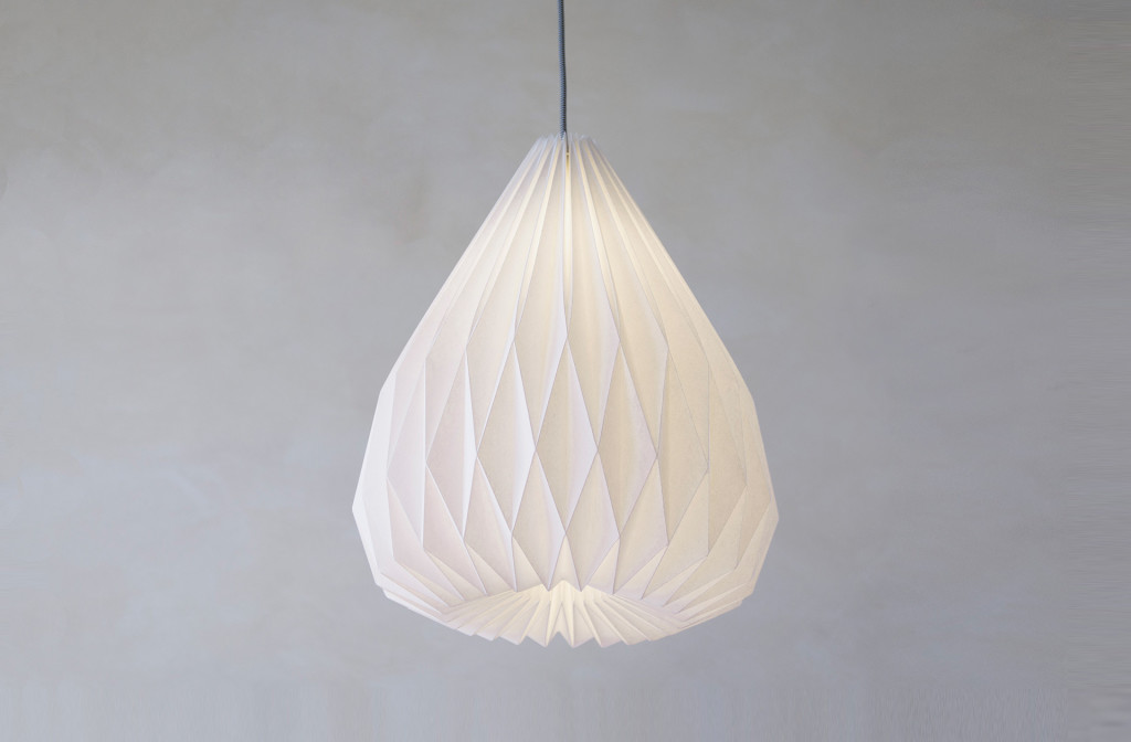 <em>Snowdrop XL</em> origami lamp shade. Paper