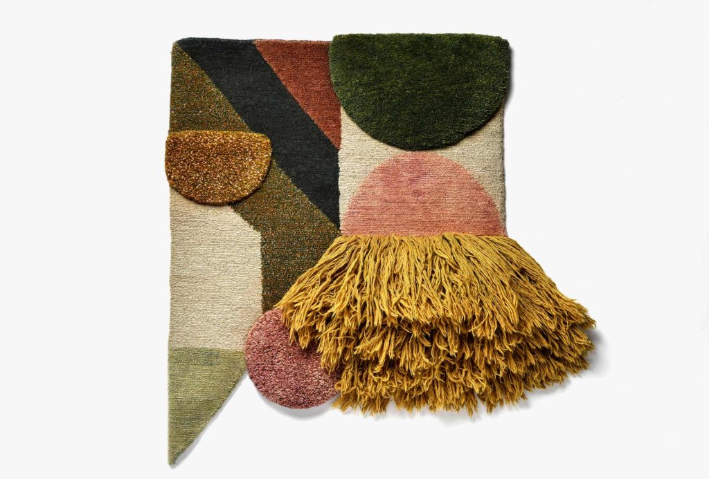 Textile poster <em>lyk carpet x bauhaus # 1</em>. 100% hand-spun, Tibetan highland wool, hand-knotted, vegetable-dyed, DINA 1. Certified by the Fairtrade-Label-STEP.