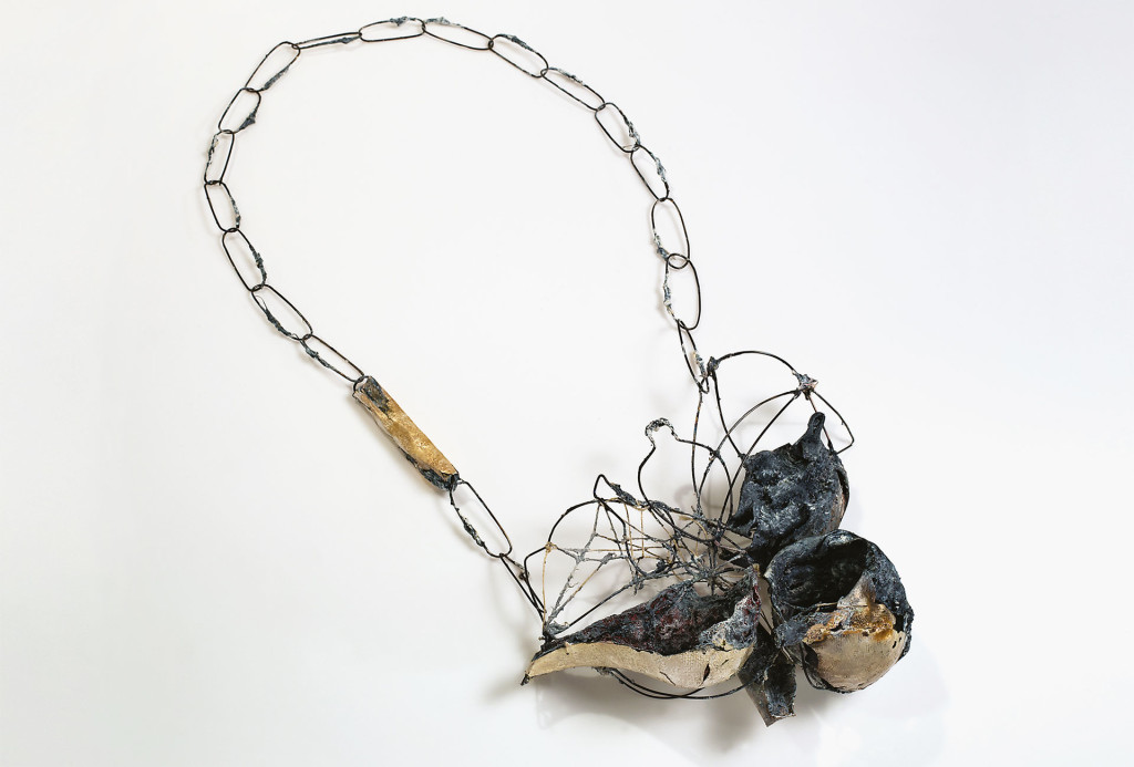 Akis-Goumas,-necklace-…Spirits-of-a-Symposium,-remnants-of-red-wine.-silver,-copper,-pvc,-steel,-mixed-techniques,-threads,-pigments_Premio-Torre-Fornello-2015
