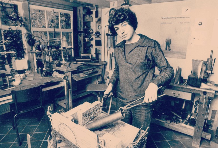 Francoise van den Bosch in ihrem Atelier in Noordermarkt Amsterdam 1975