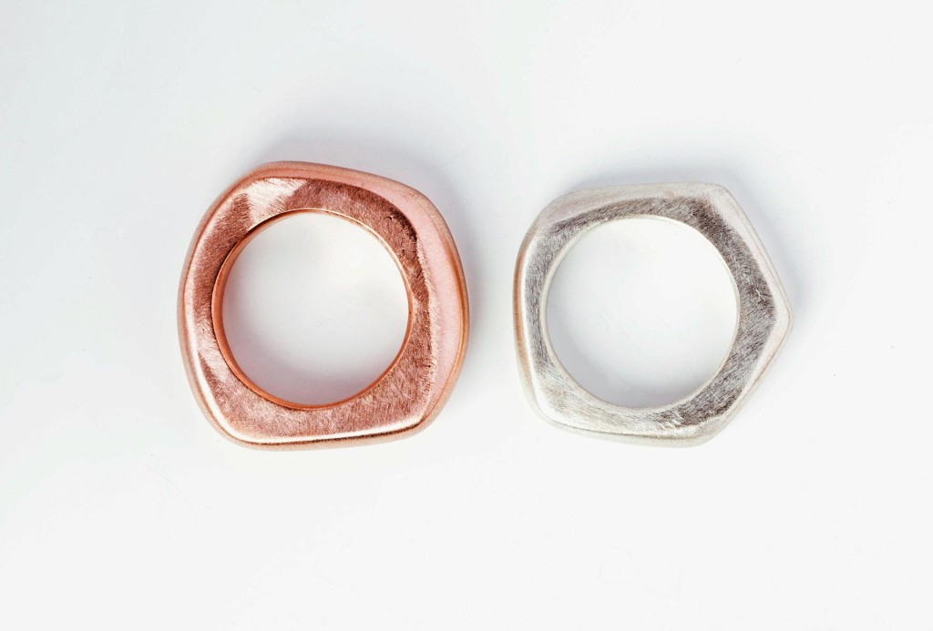 Monir Jewellery, Rings silver plated with red gold