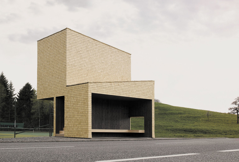 Bus stop by Rintala Eggertsson, Norway, in Bregenzerwald, Austria