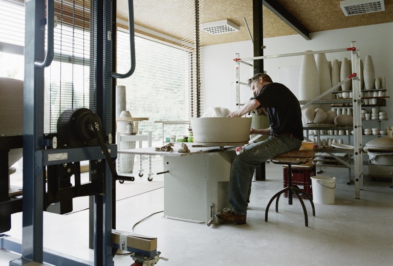 Ceramist Emil Heger at his studio