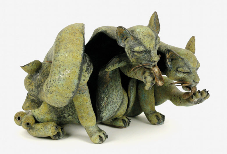 Beate Kuhn, <em>Skulptur
Katze in 3 Bewegungsphasen</em>, 1979. Keramik