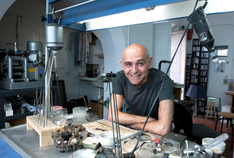 Gigi Mariani, goldsmith and artist, in his studio in Modena