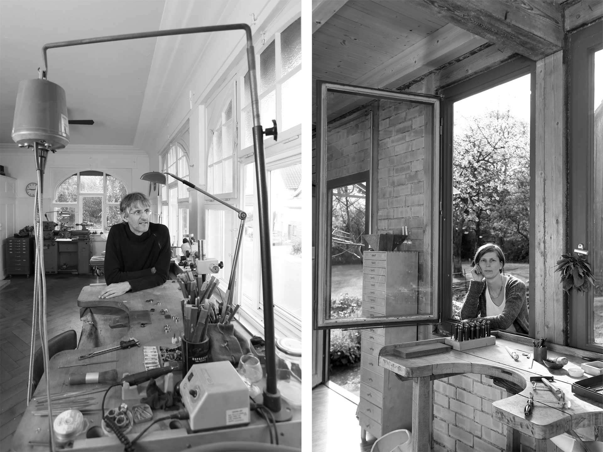 Patrick Malotki und Stefanie Prießnitz in ihrer Arbeitsumgebung.