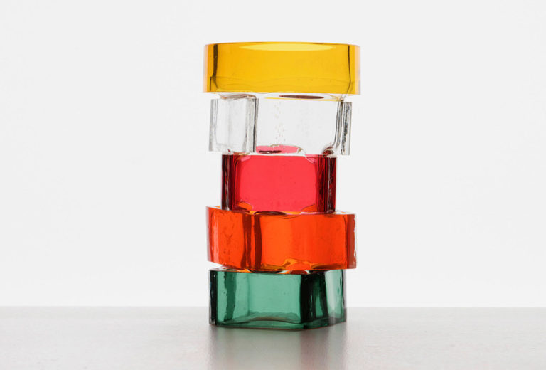 Vase. Composite, multicolored elements, H 20cm.