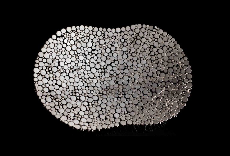 Den mit 1.000 € dotierten Preis der Grassifreunde erhielt der Ludwig Menzel, Schmuck und Gerät, aus Berlin. Ludwig Menzel, <em>Doldenschale Nr. 3</em>, 2017. Silber 925, gegossen, 40 x 30 cm. Photo Tanja Rieger.