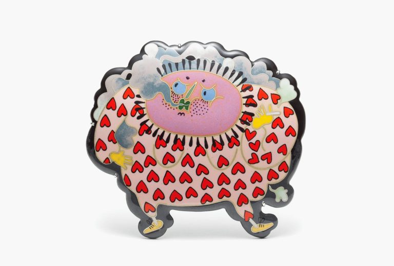 Aurélie Guillaume, Brosche <em>Whatever Man…</em>, 2017. Emaille auf Kupfer, Feinsilber, Silber 925, Edelstahl, 11.3 × 10.3 × 1.6 cm.