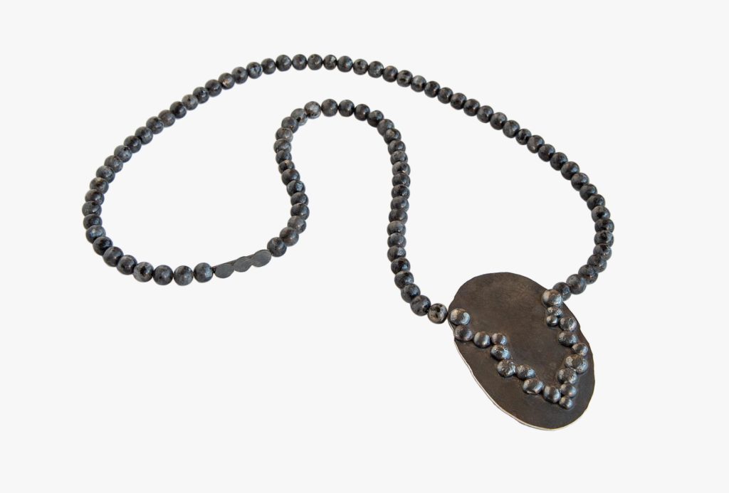 Necklace, 2019. Silver blackened, labradorite.